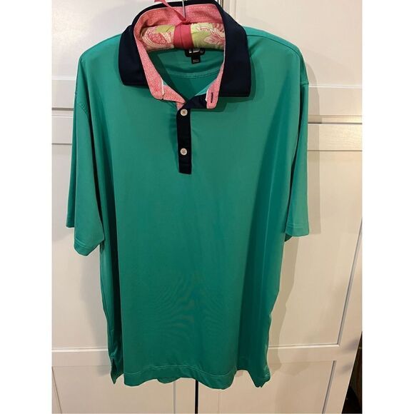 Footjoy FJ Men’s Green Polo Sz L Short Sleeve Split Hem Golf - Picture 1 of 9